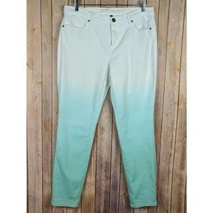 Victoria's Secret Ombre White to Mint Green Skinny Jeans